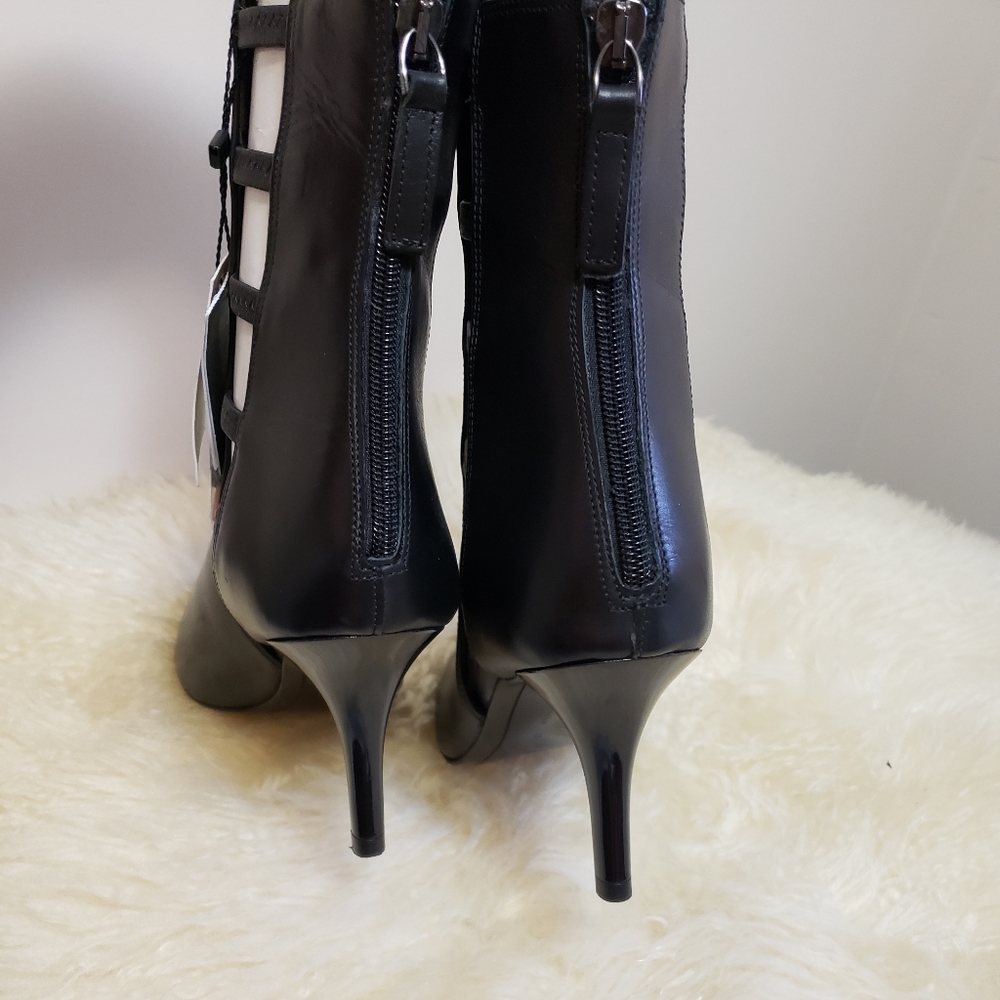 SOLD!!!NEW ZARA BLACK LEATHER BOOTS BOOTIES - Picture 7 of 8